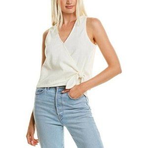 Madewell Texture & Thread Sleeveless Faux Wrap Shirt, Ivory, Size S